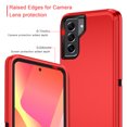 thumbnail image 2 of I-HONVA Compatible with Samsung Galaxy S21 FE Case,3-Layer Military Grade Drop Protection Anti-Slip Bumper Rugged Shockproof Dustproof Protection 6.4 inch Phone Case,Red Black, 2 of 7