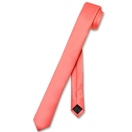 Coral Tile - Vesuvio Napoli Narrow NeckTie Extra Skinny CORAL PINK Men's Thin 1.5