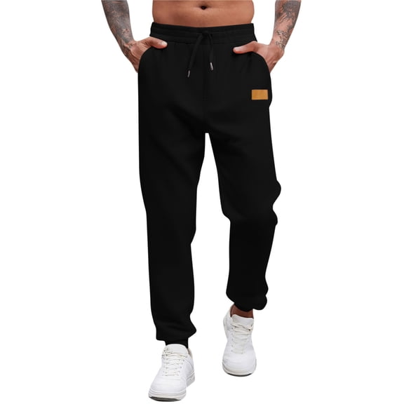 Elvqul Mens Elastic Waist Joggers Relaxed Fit Pants Drawstring Holiday Jogger Solid Trousers for Men Lightweight