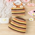 thumbnail image 2 of Staki Children's Summer Set Girls Skirt Set 2 Piece Outfit Toddler Summer Clothes Ruffle Sleeve T-Shirt Bow Knot Skirt Outfit Set 2T 3T 4T Yellow,4-5 Years, 2 of 5