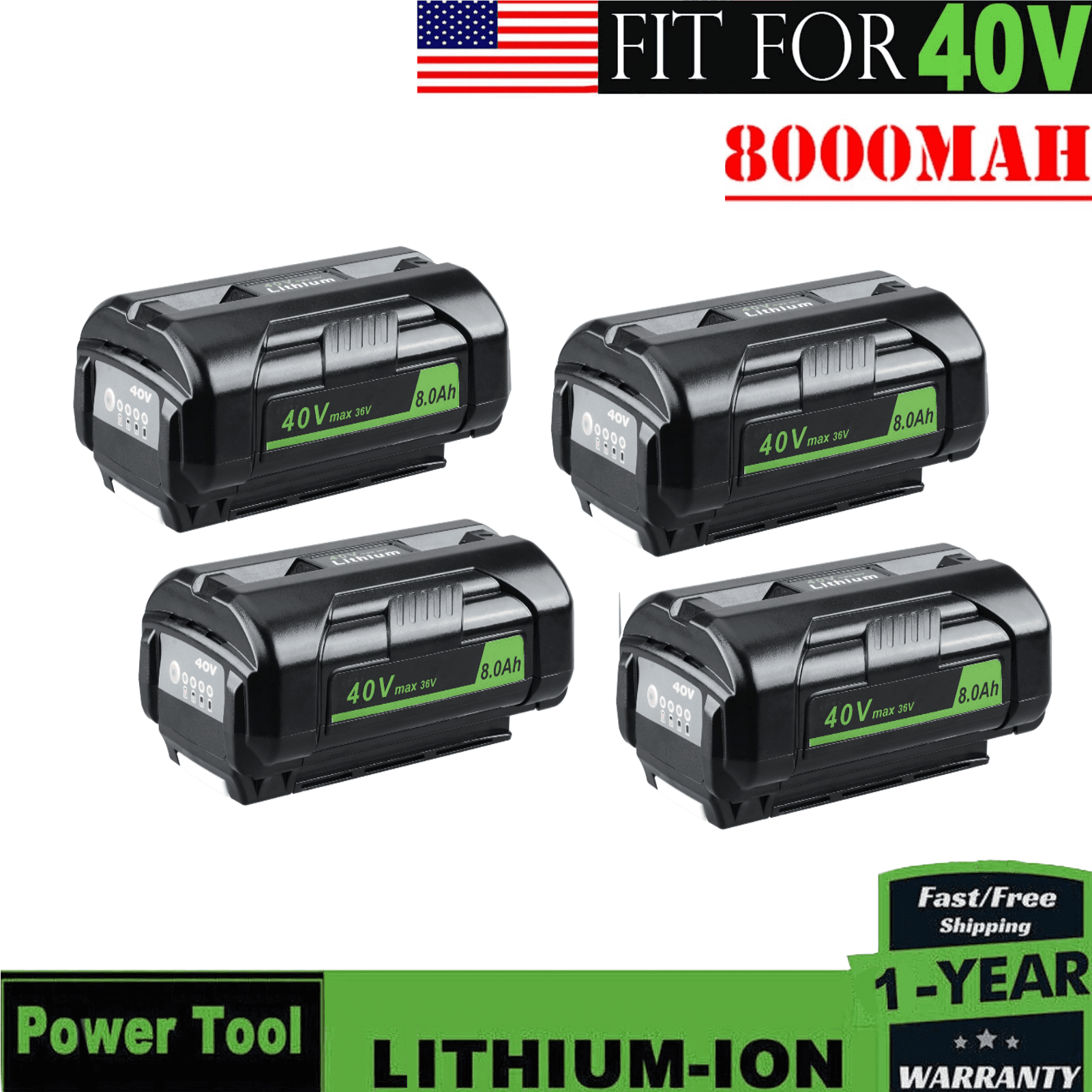 8.0Ah OP4040 for Ryobi 40V Max Lithium Battery OP40601 OP4030 OP4050 OP4015