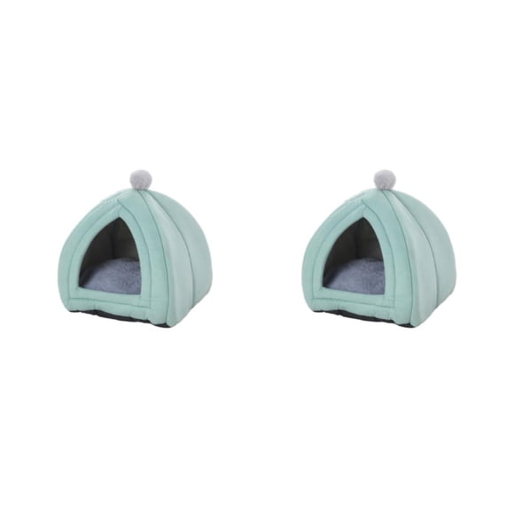 Casa portátil para mascotas Methold nido de descanso invierno algodón PP Verde 33x33x36cm 2piezas