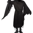 thumbnail image 6 of PJKOBMJ Adult Black Hooded Horror Fancy Dress Costume, Jagged Edge Long Robe Outfit with Belt and Gloves for Halloween Party,S, 6 of 9