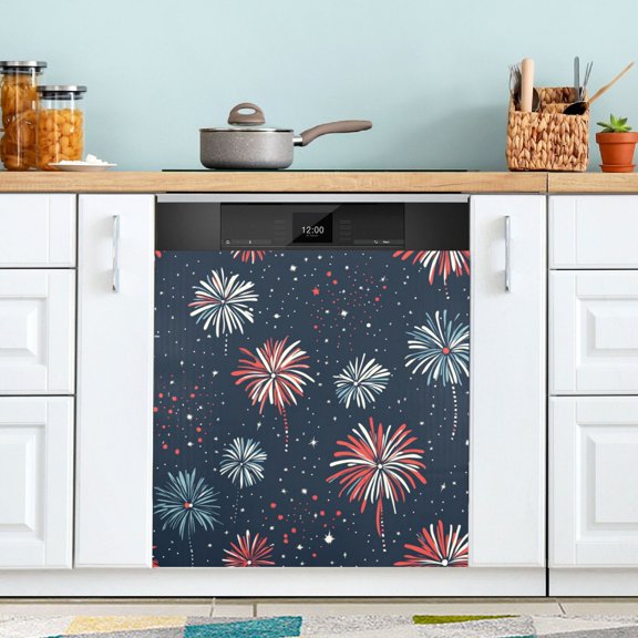 Yayeee Magnetic Dishwasher Cover for The Front Decoration Home Kitchen Machine Sticker Protector, Starry Fireworks Pattern