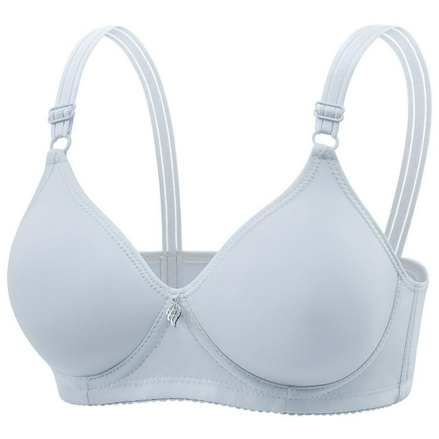 WZXFASHION Women Sexy Lace Back Button Shaping Cup Adjustable Shoulder Strap Large Size Underwire Bra Bra Blue 85B