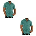 thumbnail image 3 of pitrice Chemise Homme à Simple Boutonnage Été Boutonnée Col Rabattu Chemises Polyester Mode Vêtements Cadeau d'Anniversaire Bleu Lac TTTG 2Set, 3 of 6