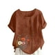 thumbnail image 1 of Vestidos Casuales Para Mujer, Blusas De Mujer De Moda Blusa informal de lino con cuello redondo, manga corta y botones para mujer, 1 of 4