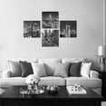 thumbnail image 2 of Black and White Wall Art Canvas New York City Night Scenes Modern Cityscape Building Artwork Picture Painting for Bedroom Home Office Living Room Decor 12”x12“x4 Panels, 2 of 6