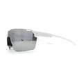 thumbnail image 3 of Mens 90s Classic Half Rim Sport Wraparound Plastic Sunglasses White Silver Mirror, 3 of 4
