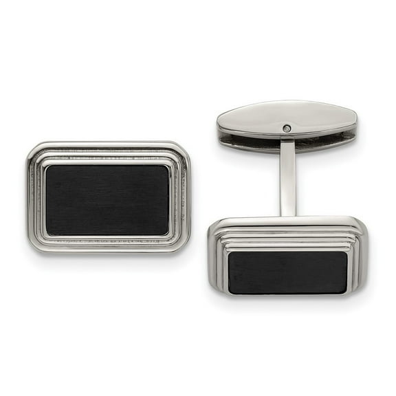 Stainless Steel Brushed/Polished Black IP Plated Cuff Links