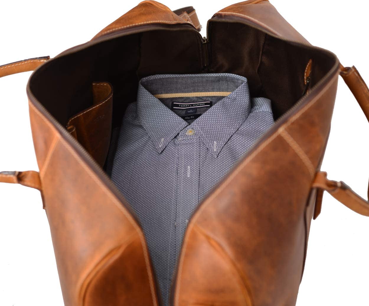 Leather Duffel Bag Travel Gym Sports Overnight Weekend cabin holdall by KomalC (Distressed Tan)