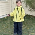 thumbnail image 2 of Glisme Girls Windbreaker Jacket With Hood Water Casual Windproof Raincoat Light Yellow Trend Outerwear Size 5-6 Years, 2 of 5