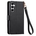 thumbnail image 3 of For Samsung Galaxy S25 5G Leather Phone Case Wallet Zipper Pocket Pouch Folio Flip Cover Kickstand, Multi Anti-theft Card Holder Cash Slot, Double Magnetic Buckle, Wrist Lanyard,Black, 3 of 12