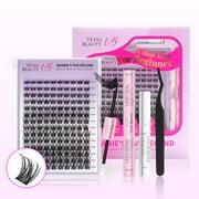 Veyesbeauty LuxeBold Cluster Black Color Lash Kit Bond & Seal Self Application at Home