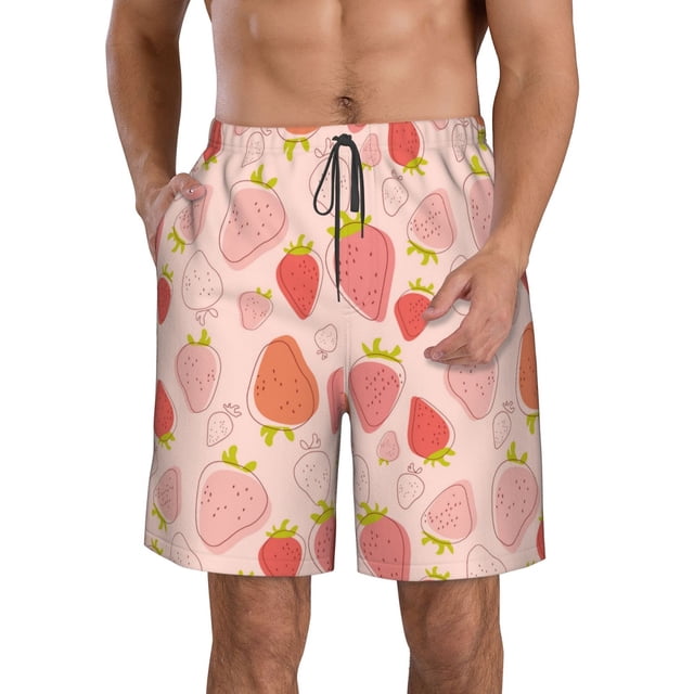 Fotbe Strawberry Trajes de Baño Estampados para Hombre, Shorts de Verano de Secado Rápido, Ropa de Playa, Bañadores-3X-Large