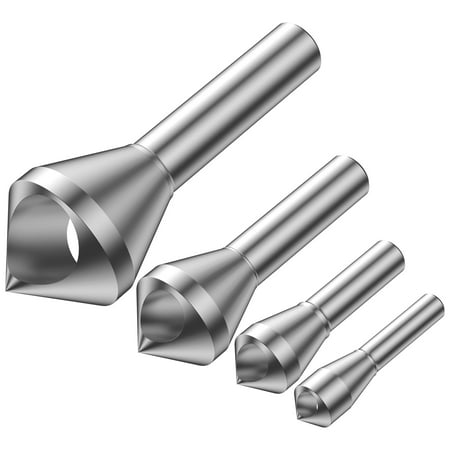 

4pcs Chamfer Deburring Drill Bit Set 90 Degree High Speed Steel Countersink Drill Bits with Hole 2-20mm Deburring Bits Set Round Shank Hole Cutter for Metal Wood Plastic