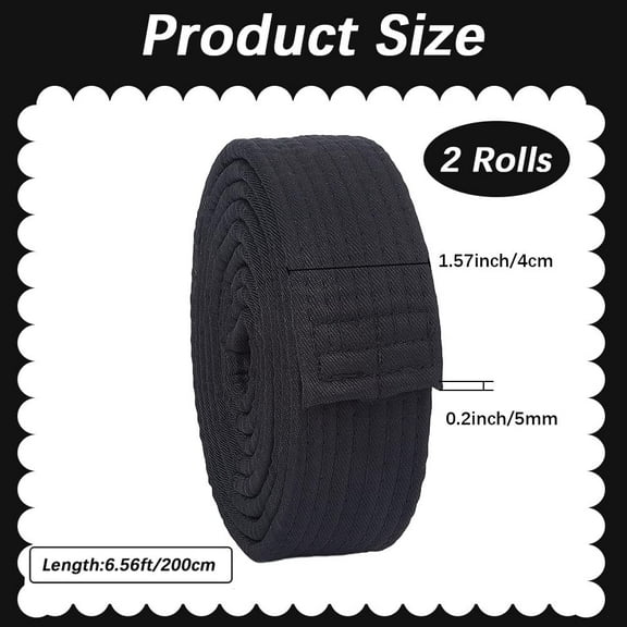 2Pcs Black Jiu Jitsu Belts Polyester Martial Arts Belt Judo Karate TKD Aikido Uniform Ranking Belt Long Soft Universal Fit Belts for Taekwondo Hapkido Sports Training Equipment 6.56ft