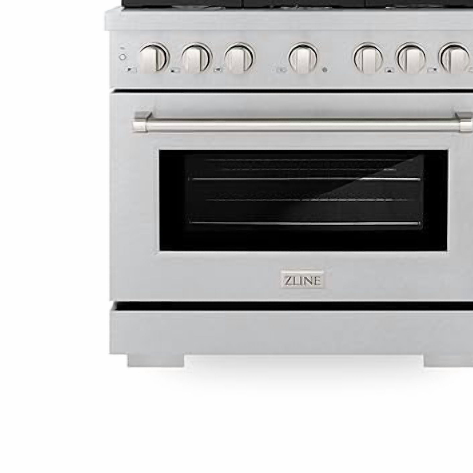 ZLINE 36 in. 5.2 cu. ft. Paramount Dual Fuel Range with Gas Cooktop and Electric Convection Oven in DuraSnow Stainless Steel with 6 Brass Burners (SDRS-BR-36)
