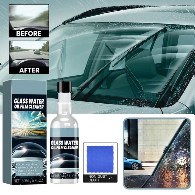 150ml Glass Water Oil Film Cleaner,Glass Film Removal Cleaner,Nano Car Glass Sealng,Oil Film Cleaner Front Windshield Special Car Oil Film Removal Glass Water