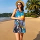 thumbnail image 3 of Fotbe Sea Turtle Swims Vestido de Verano sin Mangas para Mujer – Vestido Midi Línea A, Estilo Camiseta Floral, Vestido Playero Casual y Fluido, 3 of 7