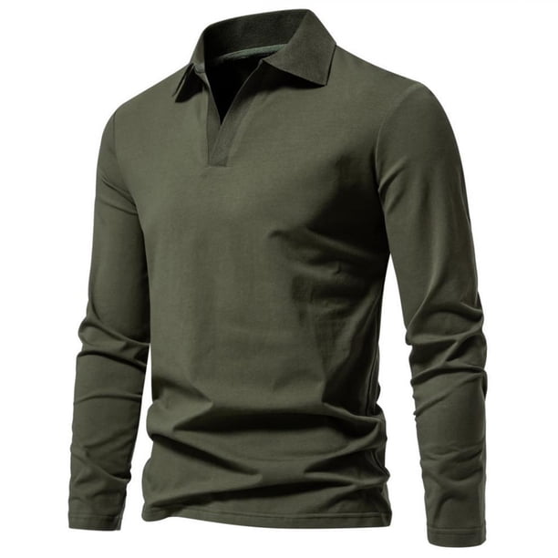 pstuiky camisas de manga larga para hombre, Blusas y camisas casuales de manga larga con cuello vuelto de color liso para hombre camisetas de hombre xxl