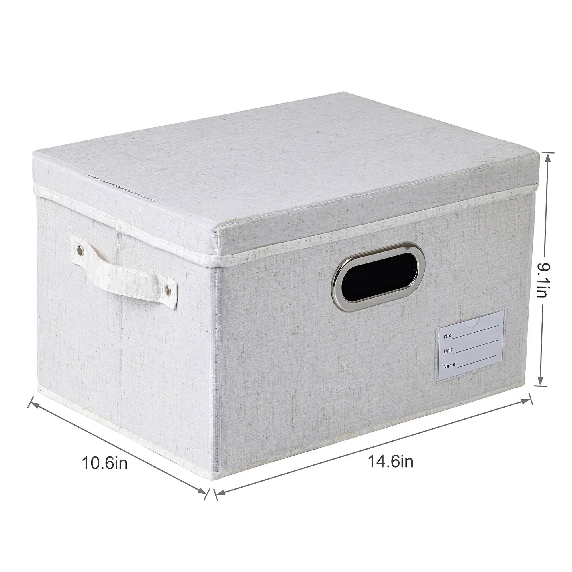 Unique Bargains Storage Cube Fabric Collapsible Basket White 14.6*10.6*9.1in