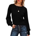 thumbnail image 1 of HOTAPEI Womens Crewneck Pullover Sweaters Ribbed Knit Long Sleeve Sweater Lantern Sleeve Slim Fit Pullover Jumper Tops, 1 of 6