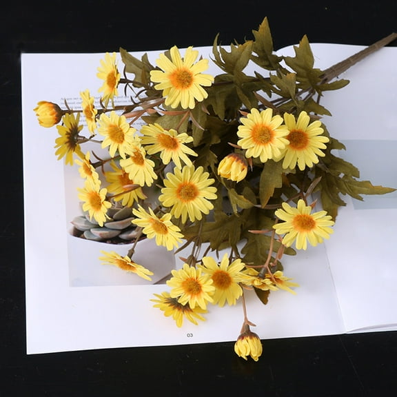 Artificial Fall Flowers for Outdoors Fall Decorations - UV Resistant Mums Fall Flowers for Gardens Porch Fireplace Patio Home Indoor Autumn Thanksgiving Fall Decor,Yellow