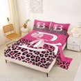 thumbnail image 2 of Manfei Sweet Cheetah Print Queen Sheets,Cute Letter B Print Queen Sheet Sets,Pink,4pcs, 2 of 6