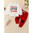 thumbnail image 2 of Infant Baby Boys Valentine's Day Outfits Letter Print Long Sleeve Sweatshirt and Elastic Pants Casual Fall 2 Piece Clothes, 2 of 9