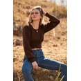 thumbnail image 4 of Long Puff Sleeve Sweaters for Women  Fall Winter Crewneck Knit Ribbed Bodysuit Pullover Tops, 4 of 11