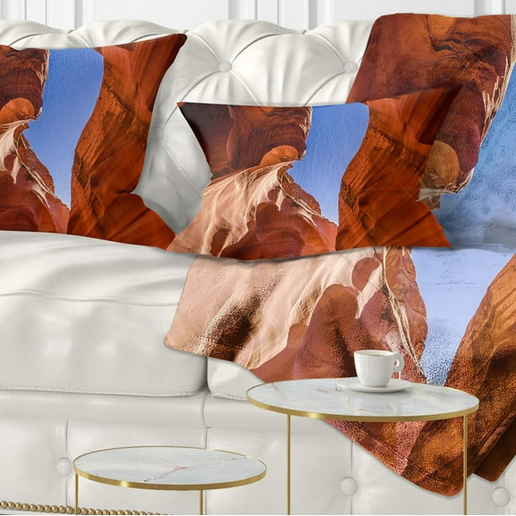 Designart Grand Antelope Canyon - Landscape Photography Throw Pillow - 12x20