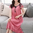 thumbnail image 2 of Juslio Summer Nightgowns for Women Ice Silk Ruched Ruffle V Neck Solid House Bow Short Sleeve, 2 of 4