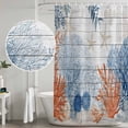 thumbnail image 5 of Small Stall Shower Curtain 36x72 Inch Narrow Half Size Orange Navy Blue Coral Bath Curtains Bathroom Decor, Summer Beach Coastal Ocean Wooden Waterproof Fabric Shower Curtain Set with Hooks 36 Inch, 5 of 7