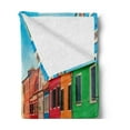 thumbnail image 2 of Venice Soft Flannel Fleece Blanket, Colorful Buildings and Water Canal with Boats Burano Island in the Venetian Lagoon, Cozy Plush for Indoor and Outdoor Use, 70" x 90", Multicolor, by Ambesonne, 2 of 5