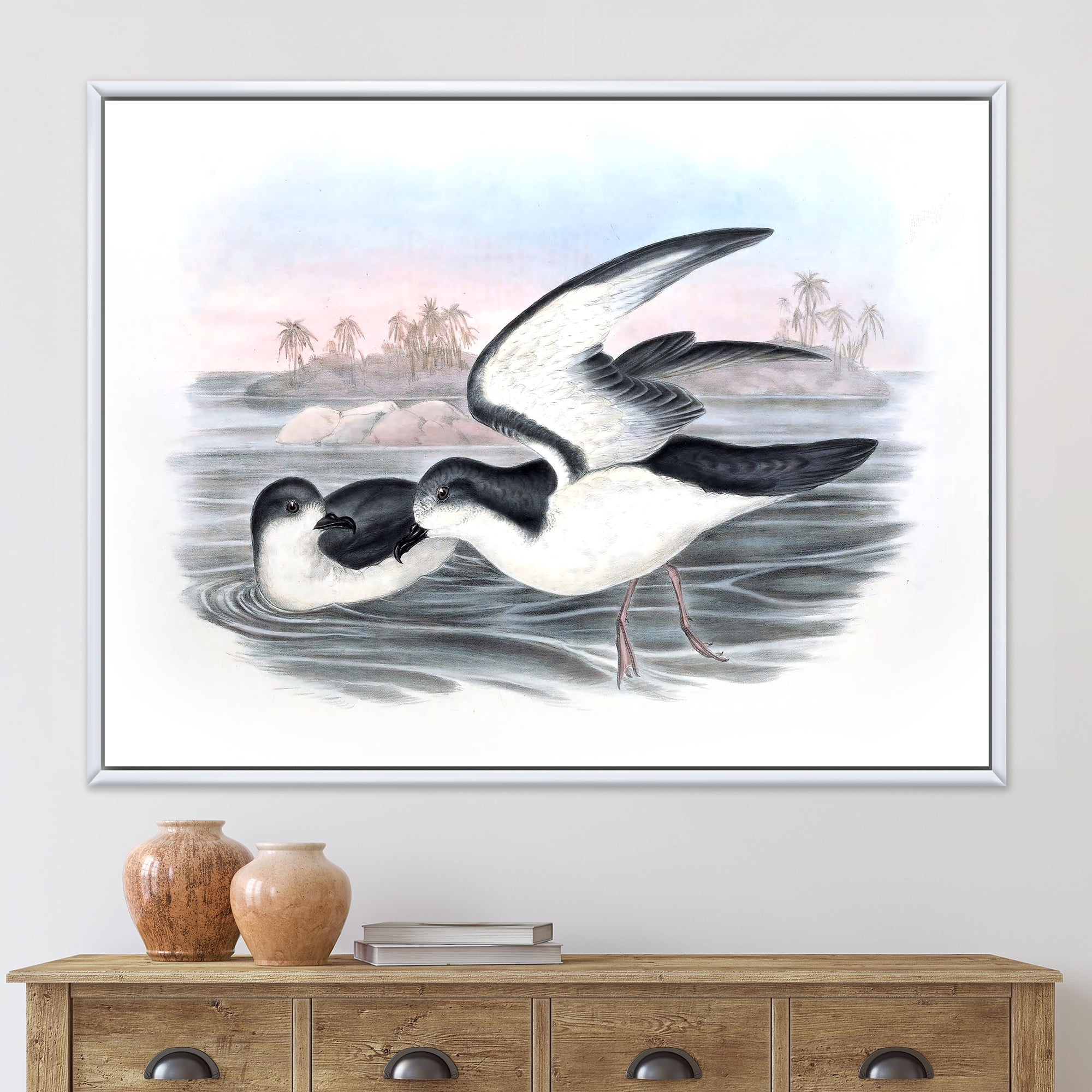 Designart 'Ancient Australian Birds X' Traditional Framed Canvas Wall Art Print