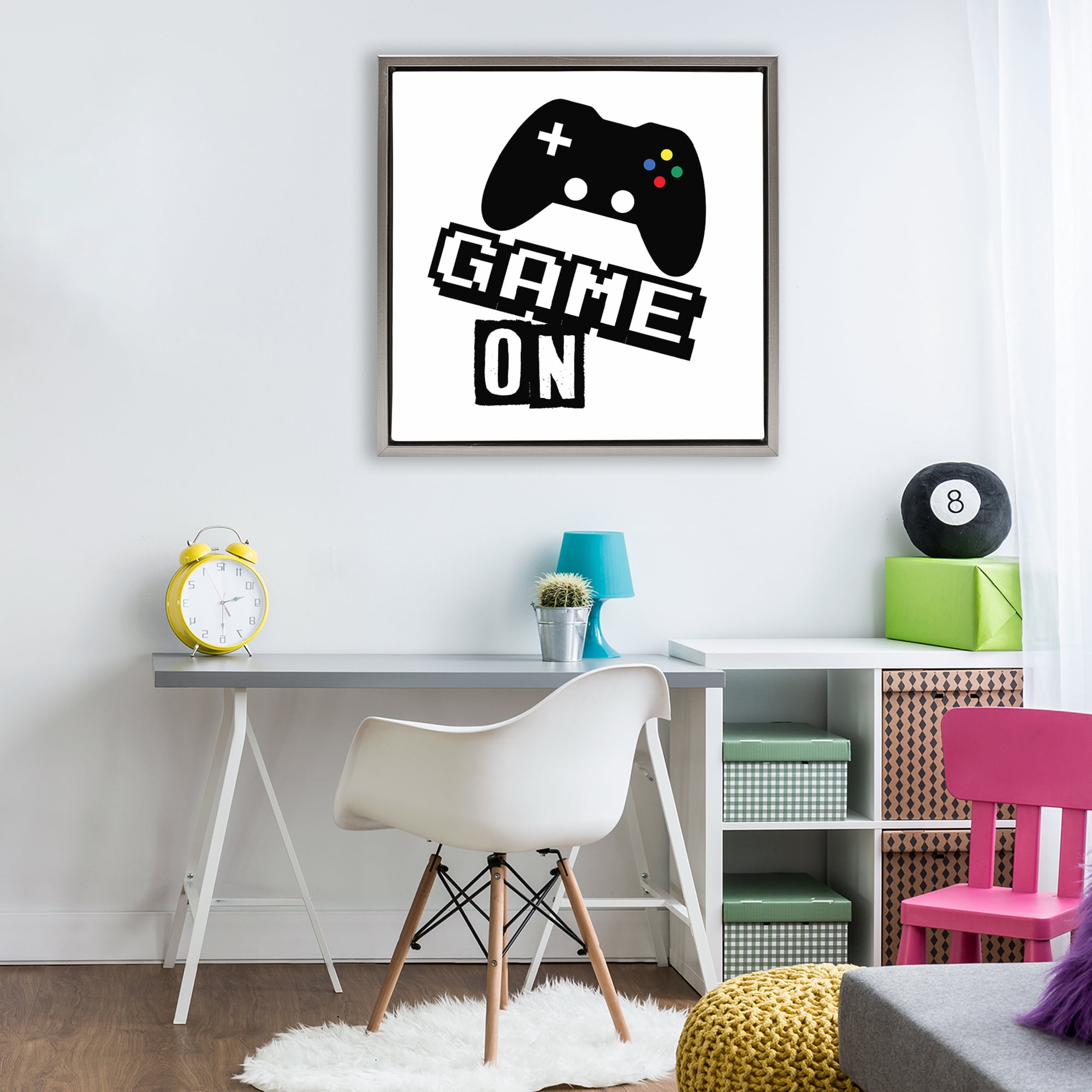 Stupell Industries Playful Game On Gray Framed Floater Canvas Wall Art, design by Marcus Prime
