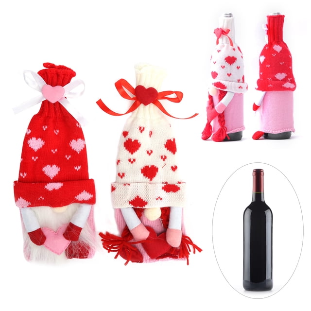 Funda Protectora Reutilizable Para Botella De Vino, Bolsa Protectora De Almacenamiento, Decoración, Muñeco Sin Rostro, Regalo Hecho A Mano, 2 Uds.