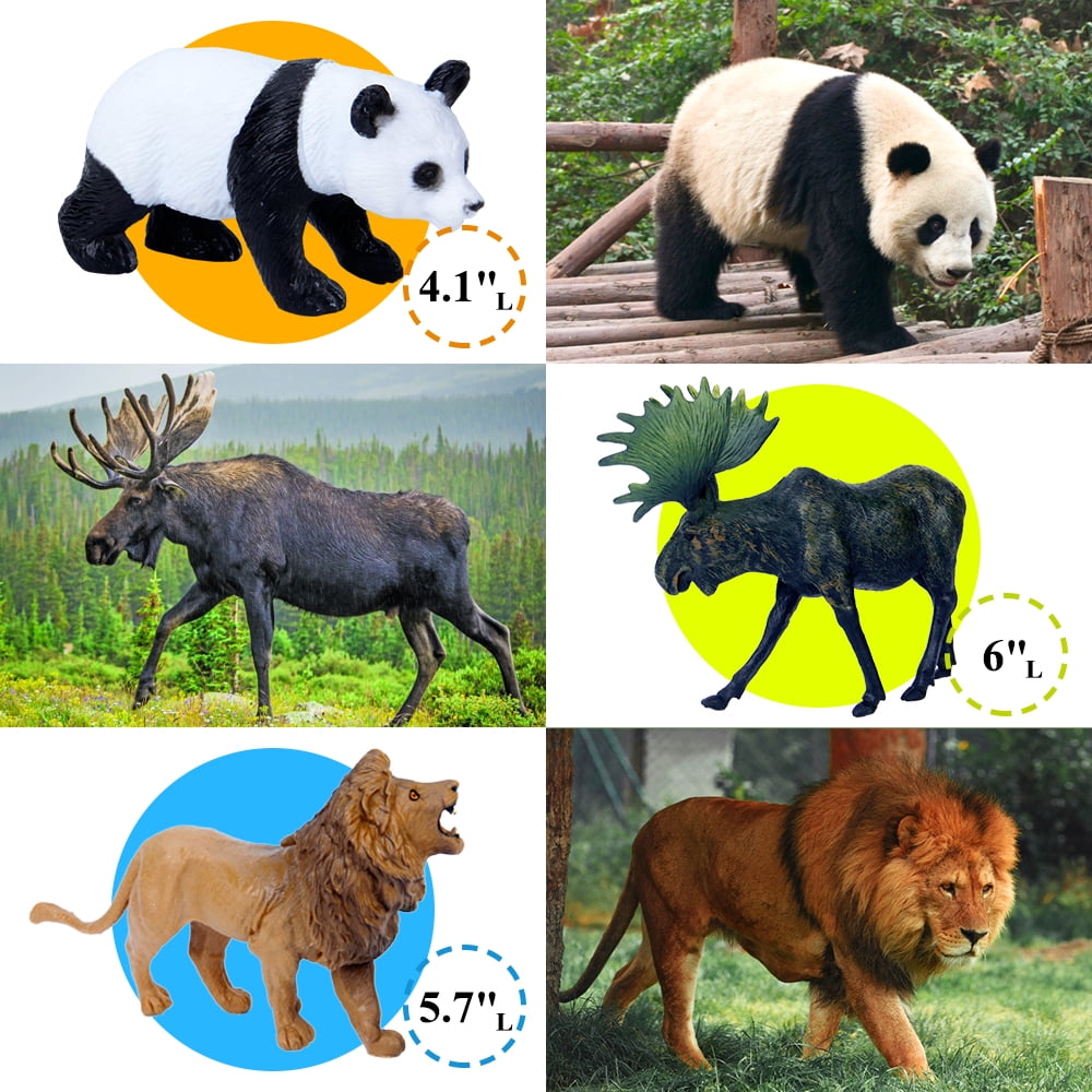 Safari Animal Toys Figures, 12 PCS Realistic Jumbo Wild Jungle Animals Figurines, Large African Zoo Animal Playset Mini Animals Figures, Plastic Animal Learning Toys for Kids Toddlers Boys Girls