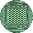 thumbnail image 1 of Ahgly Company Machine Washable Indoor Round Southwestern Turquoise Blue Country Area Rugs, 6' Round, 1 of 4