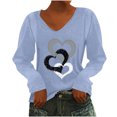 thumbnail image 1 of CEHVOM T-Shirt à Manches Longues à Col en V Imprimé Décontracté pour Femmes, Chandail, Hauts, Liquidation, 1 of 4