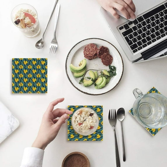 FMSHPON Halloween Night Bat Set of 8 Coaster for Drinks, Absorbent Ceramic Stone Coasters Cup Mat with Cork Base for Home Kitchen Room Coffee Table Bar Decor