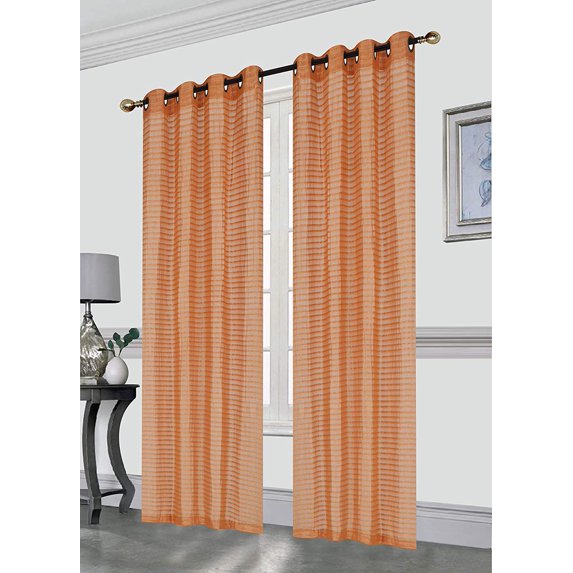 Gianna Pleated Jacquard 52X84 Inch Decorative Shining Elegant Lurex Window Curtain Panel with 8 Grommets, Single Panel for Living Room Bedroom Wide Window Door, Orange