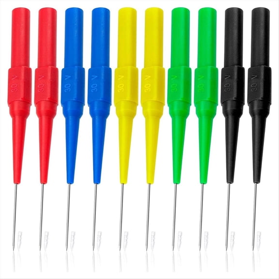 10 Pcs Test Probe Pins, Stainless Steel Insulation Non-Destructive Pin, 0.7 mm Wire Piercing Probe Pin,Multimeter Probes