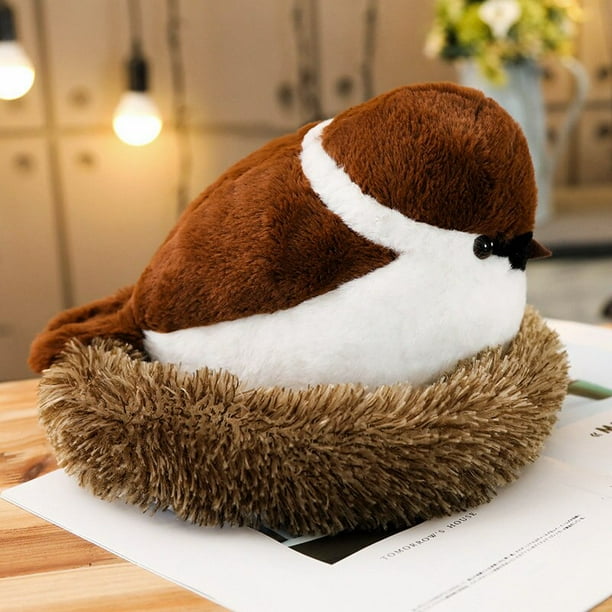 Juguete de peluche de pájaro de alta calidad, simulación de pájaro gorrión, nido de pájaro, súper suave, para el Día del Niño, regalo de cumpleaños zhangyuxiang LED