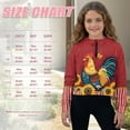 thumbnail image 4 of Chaqlin Sunflower Rooster Print Girls Long Sleeve Sweatshirt with Pocket Half Zipper Pullover Trendy Comfy Top for Autumn Winter Sports Size 11-12, 4 of 7