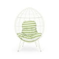 thumbnail image 6 of Keondre Indoor Wicker Teardrop Chair with Cushion, White and Green, 6 of 11