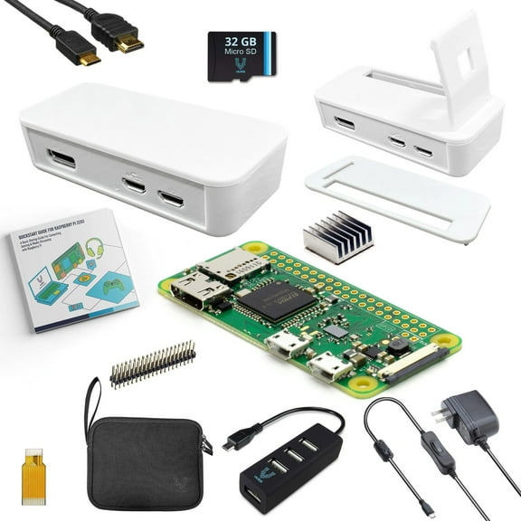 Vilros Raspberry Pi Zero W Complete Starter Kit With Non Soldered Header ABS V2 White Case Edition