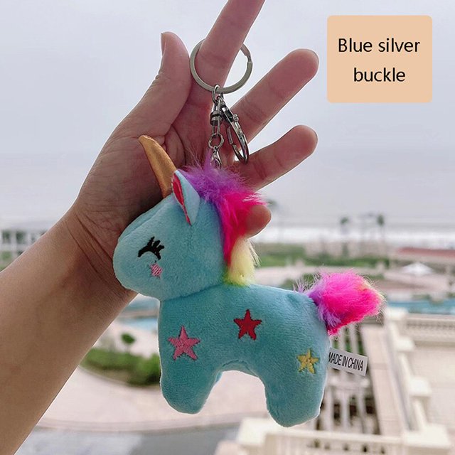 Mini llaveros colgantes de dibujos animados para niños y niñas, llaveros de unicornio, peluche suave, Animal Popular, caballo, juguete colgante