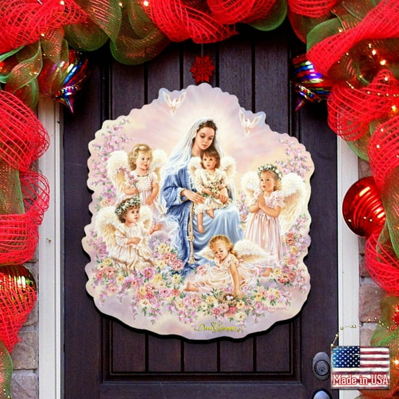 Gift of Love Angel Wreath Door Hanger, Door Decor by D. Gelsinger | Nativity Holiday Decor - 8461031H-0108